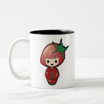 Jordgubbe Kokeshi Doll Two-Tone Mugg