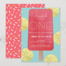 Jordgubbe Lemonade Popsicle Girl 1st Birthday