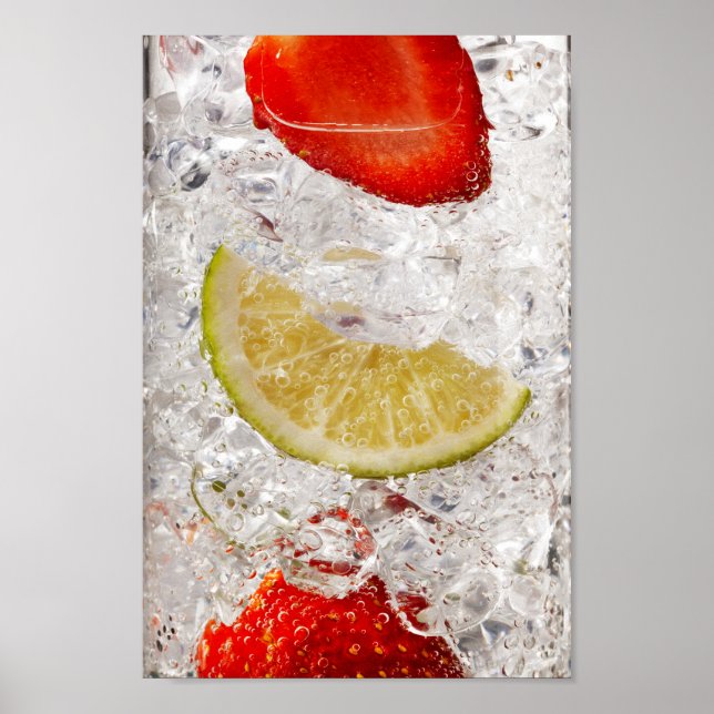 Jordgubbe Lime Drink Poster (Framsidan)