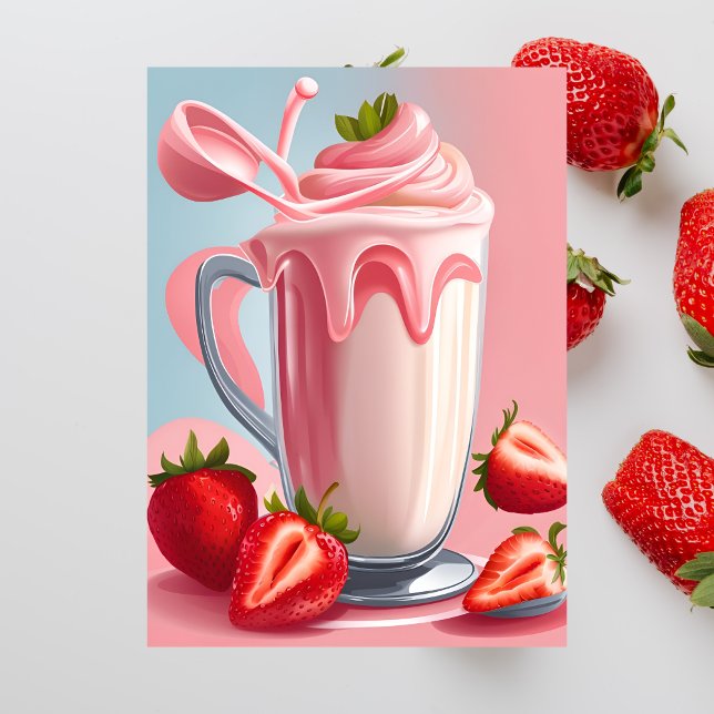 Jordgubbe Milkshake, vykort för postkorsning (Skapare uppladdad)