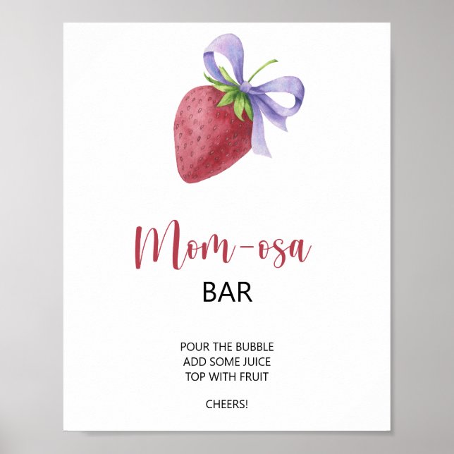 Jordgubbe - mimosa bar baby shower poster (Framsidan)