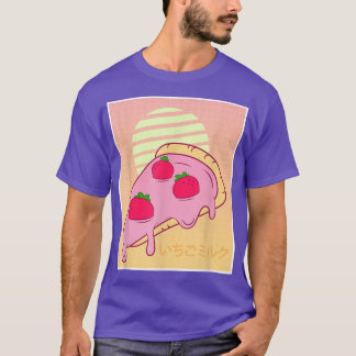 Jordgubbe Mjölk Shake Pizza Retro 90 s Vaporwave T Shirt