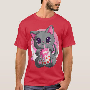 Jordgubbe Mjölk Shirt for Women Girls, Kawaii Anim T