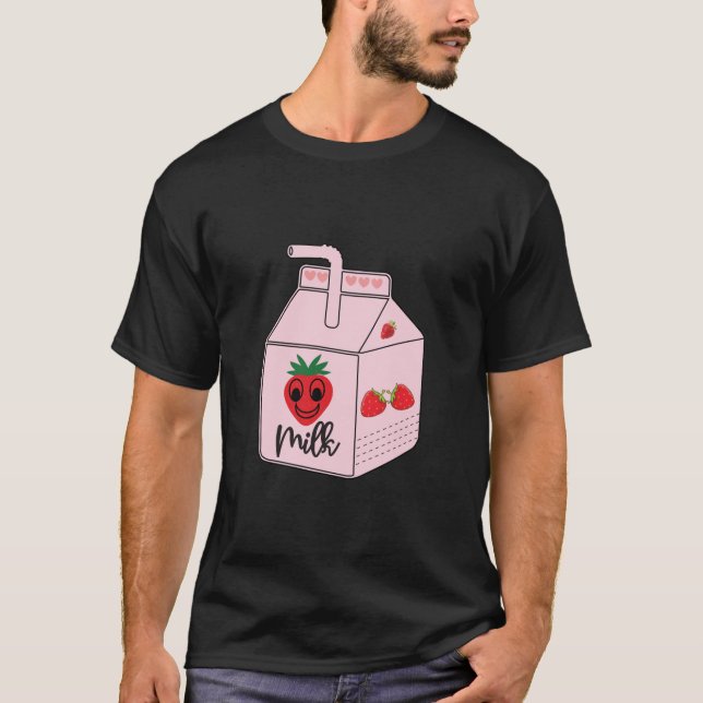Jordgubbe Mjölk T Shirt (Framsida)