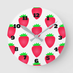 Jordgubbe Mönster Girls Boys Nursery Gift 2024 Rund Klocka