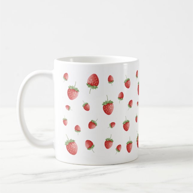 Jordgubbe Mönster Kaffemugg (Vänster)