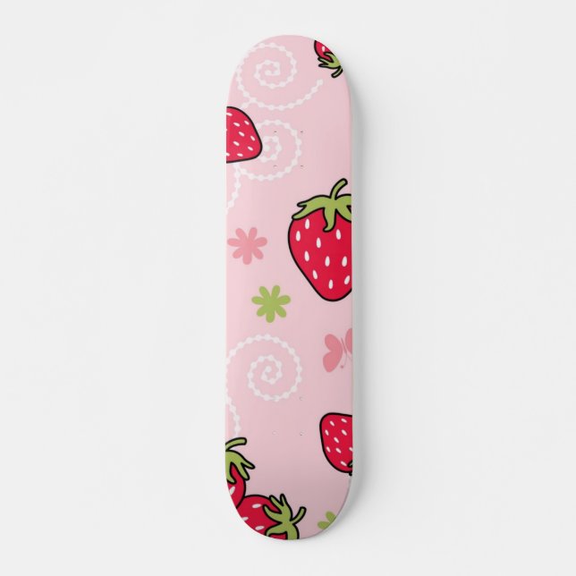 Jordgubbe mönster mini skateboard bräda 18,5 cm (Framsida)