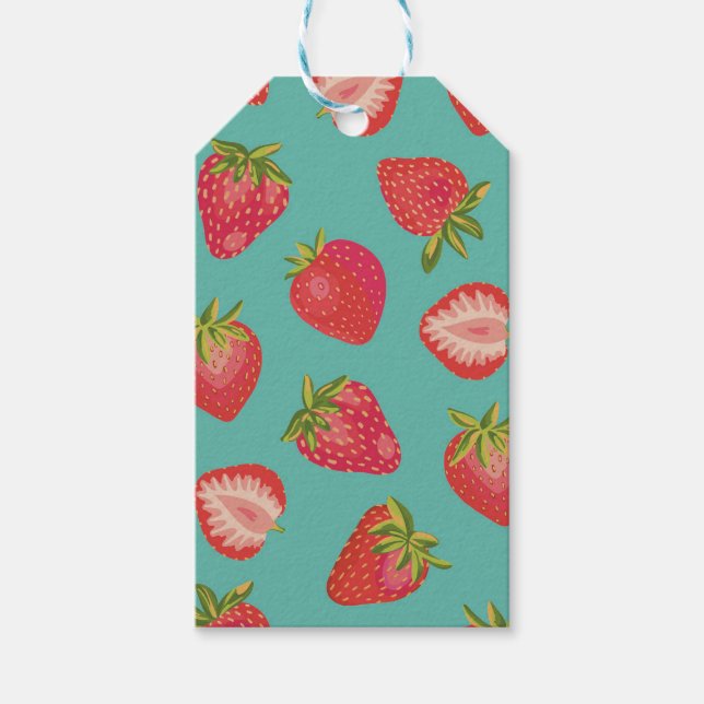 Jordgubbe mönster presentetikett (Framsidan)