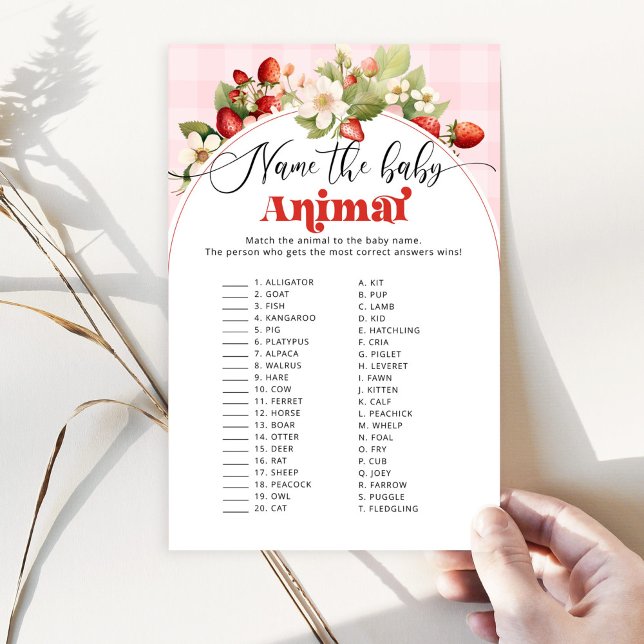 Jordgubbe Namn, babyduschspelet baby djur (Skapare uppladdad)