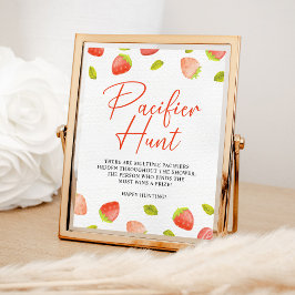 Jordgubbe Nappar Hunt Berry Sweet Baby Shower Poster