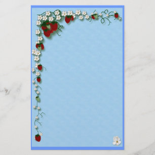 Jordgubbe och blommor brevpapper