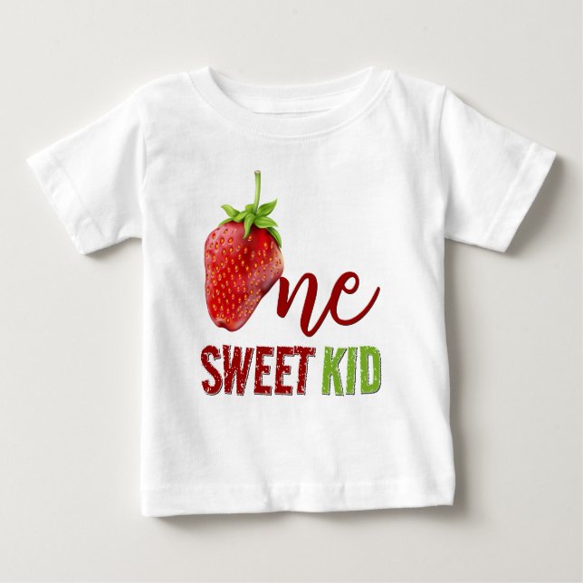 Jordgubbe ONE Berry Första Födelsedag T Shirt (Framsida)