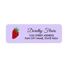 Jordgubbe på lila returadress etikett