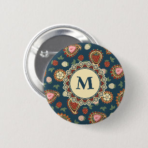 Jordgubbe Paisley Mönster Button Knapp