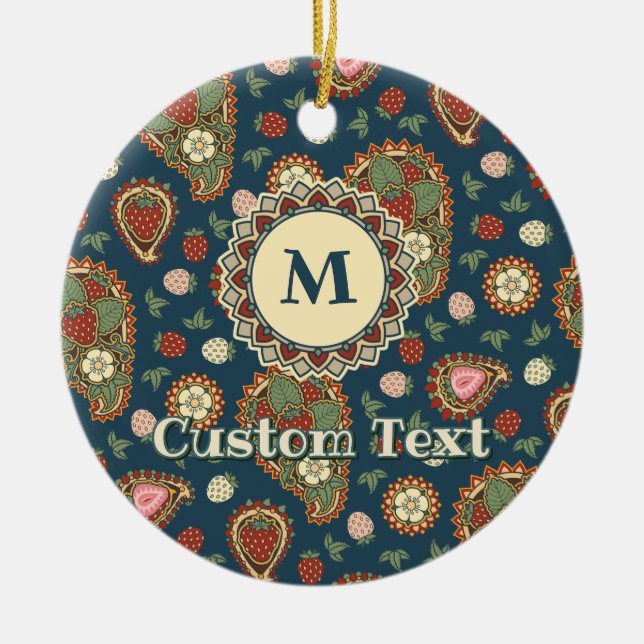 Jordgubbe Paisley Mönster Ceramic Ornament (Framsidan)