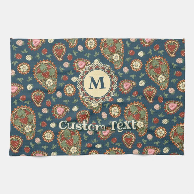 Jordgubbe Paisley Mönster Kitchen Towel Kökshandduk (Horisontell)