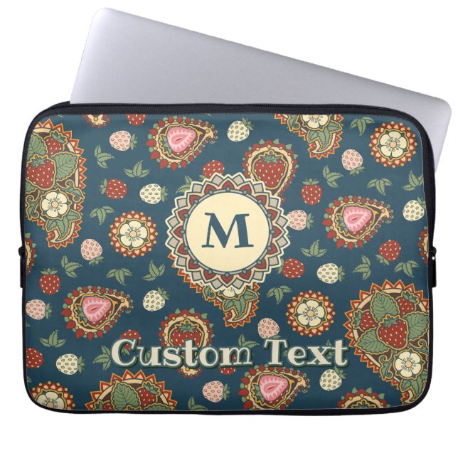 Jordgubbe Paisley Mönster Laptop sleeve (Framsidan)