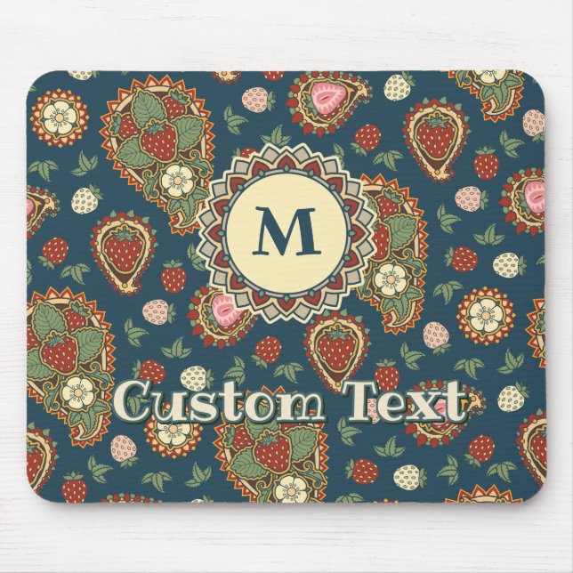 Jordgubbe Paisley Mönster Mouse Pad Musmatta (Framsidan)