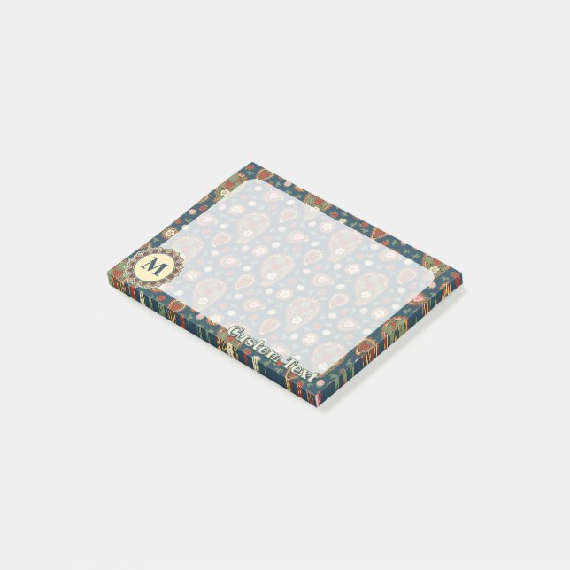 Jordgubbe Paisley Mönster Post-it Notes Block (Vinklad)