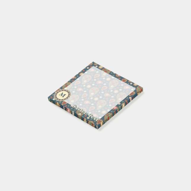 Jordgubbe Paisley Mönster Post-it Notes Block (Vinklad)