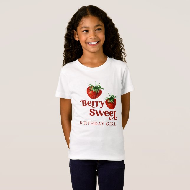 Jordgubbe Red Berry Sweet Birthday T Shirt (Hel framsida)