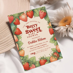 Jordgubbe Rosa Red Berry Sweet Baby Shower Inbjudningar