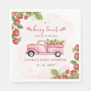 Jordgubbe Rosa Red Berry Sweet Baby Shower Pappersservett
