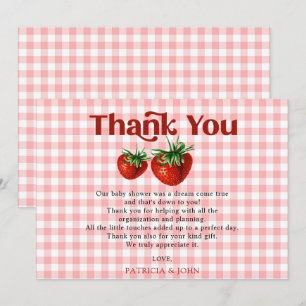 Jordgubbe Rosa Red Berry Sweet Baby Shower Tack Kort