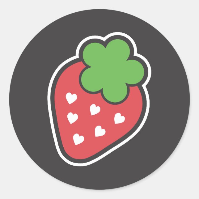 Jordgubbe Runt Klistermärke (Framsida)