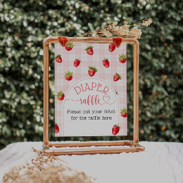 Jordgubbe Rustic Flicka Shower Diaper Raffle Poster