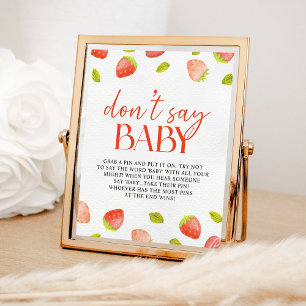 Jordgubbe, säg inte Baby Game Berry Sweet Shower Poster