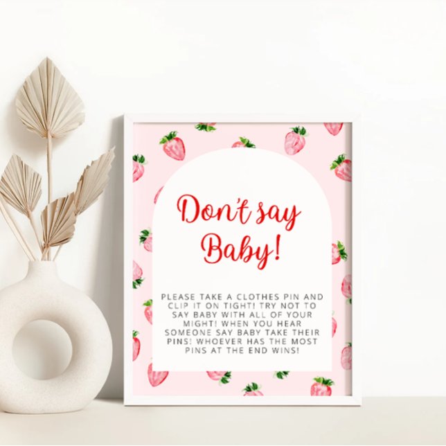 Jordgubbe säger inte Baby Baby Shower Poster (Skapare uppladdad)