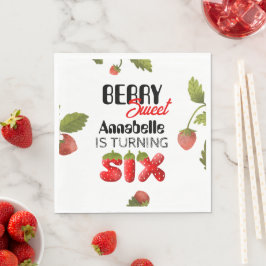 Jordgubbe Sjätte födelsedag Pappersservett