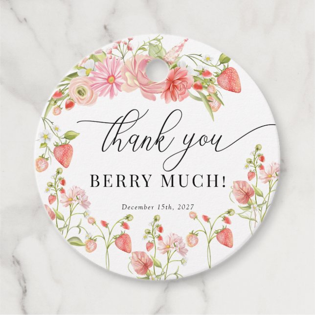 Jordgubbe | Sommar Bröllopsdusch  Gåvor Etiketter (Framsida)