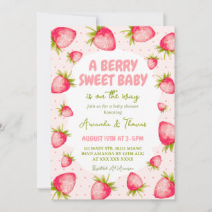 Jordgubbe Söt Baby Shower Inbjudningar