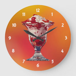 Jordgubbe Sundae Clock Stor Klocka