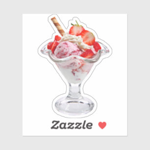 Jordgubbe Sundae Sticker Klistermärken