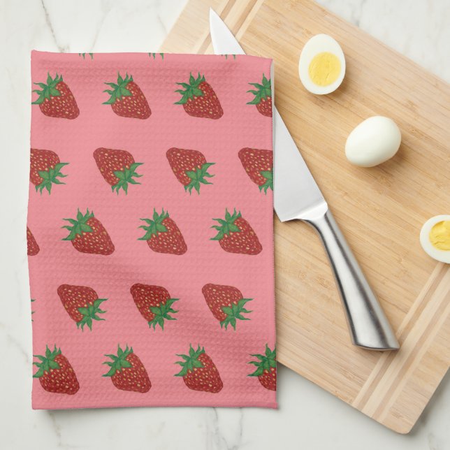 Jordgubbe Sweet Valentine Fruit Mönster Kökshandduk (Vikt i Fjärdedel)