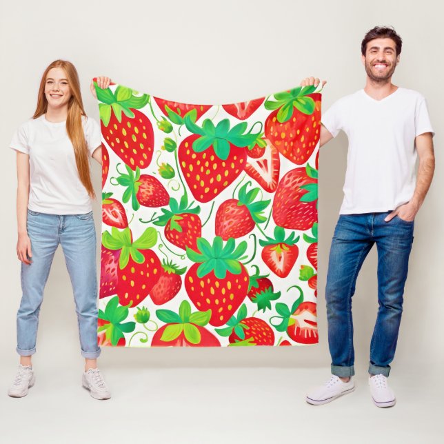 Jordgubbe Swirl Mönster Fleecefilt (På plats)