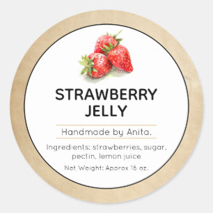Jordgubbe Sylt eller Jelly Canning Burk Runt Klistermärke