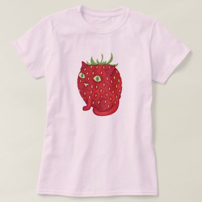 Jordgubbe Tabby katt T Shirt (Design framsida)