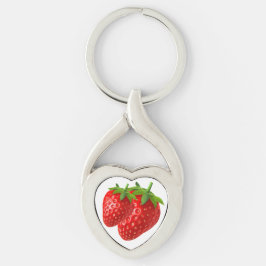 Jordgubbe Twisted Heart Silverfärgad Nyckelring