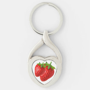 Jordgubbe Twisted Heart Silverfärgad Nyckelring