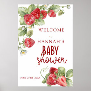 Jordgubbe Välkomsttecken för babyvisningsprogram Poster