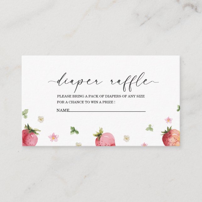 Jordgubbe Vattenfärgat babyduschdiskare raffel Tilläggskort (Framsida)