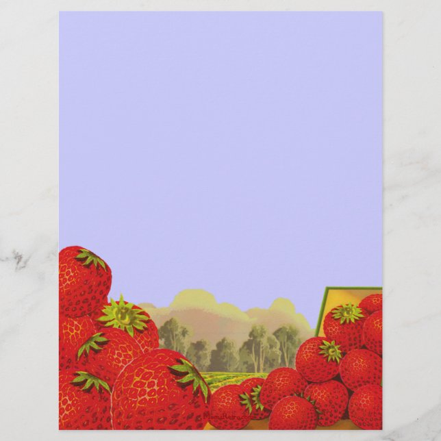 Jordgubbe Vintage Låda Art Flyer (Framsidan)