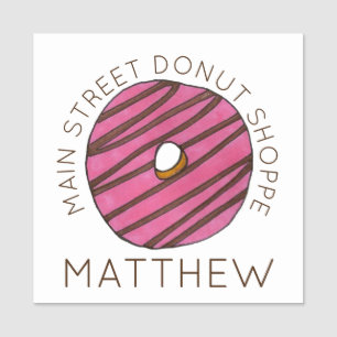 Jordgubbe Zebra Rand Donut Doughnut Pastry Namnbricka