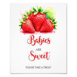 Jordgubben Spädbarn är en söt skuggarskylt Fototryck