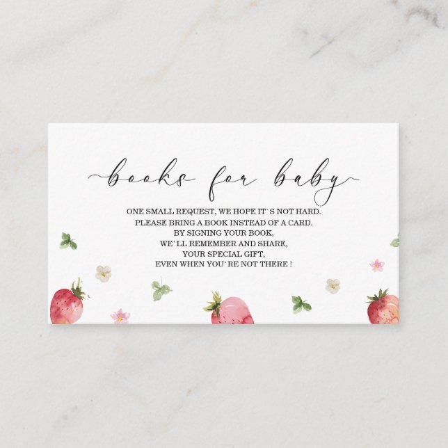 Jordgubben Vattenfärgsbabydusch bokar för baby Tilläggskort (Framsida)