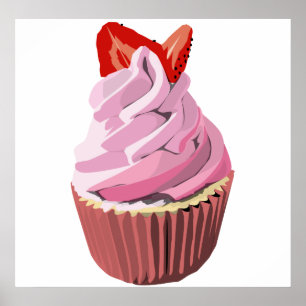 Jordgubben virvlar runt muffinaffischen poster